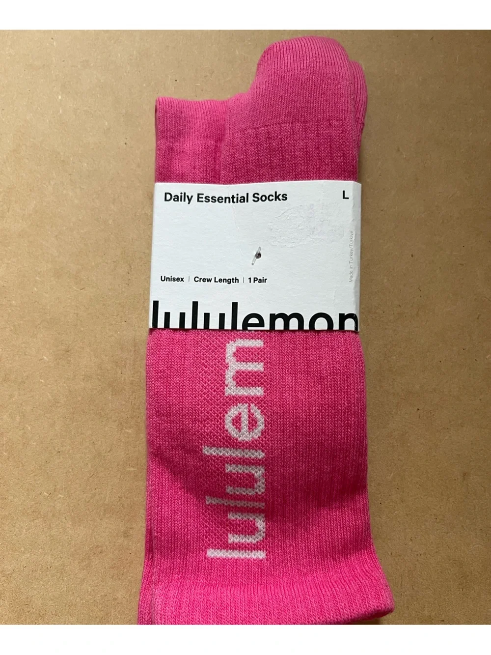 Lululemon Daily Essential Crew Length Unisex Socks in Pink Size W9.5-12